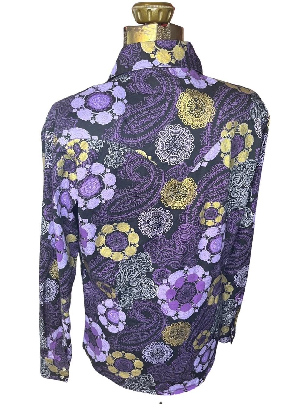 Vintage Y2K Wrangler Purple Paisley Western Snap Shirt | Size Small - Picture 5 of 13